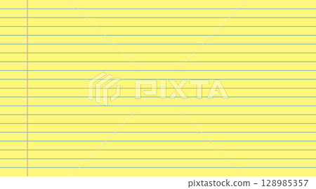 Yellow lined notebook paper. Notepad for notes. Sheet lined with blue stripes. Vector template used in design and advertising of school products. Yellow lined notebook paper. Notepad for notes. Sheet lined with blue stripes. Vector template used in design and advertising of school products. 128985357