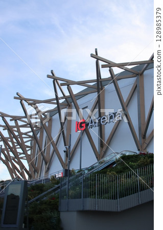 IG Arena in the evening during the Grand Sumo Tournament IG Arena in the evening during the Grand Sumo Tournament 128985379