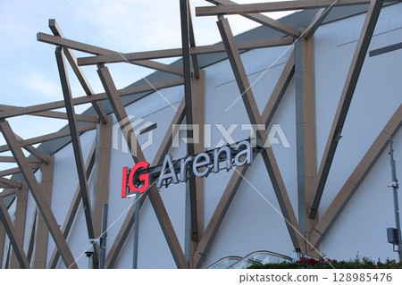 IG Arena in the evening during the Grand Sumo Tournament 128985476