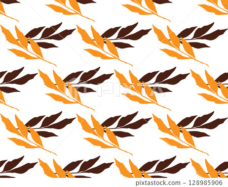 Branches with leaves seamless repeating pattern. Tree crowns, tropical exotic forest. Botanical background, fabric, print paper, wallpaper Branches with leaves seamless repeating pattern. Tree crowns, tropical exotic forest. Botanical background, fabric, print paper, wallpaper 128985906