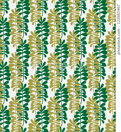 Branches with leaves seamless repeating pattern. Tree crowns, tropical exotic forest. Botanical background, fabric, print paper, wallpaper Branches with leaves seamless repeating pattern. Tree crowns, tropical exotic forest. Botanical background, fabric, print paper, wallpaper 128985907