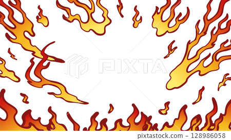 Japanese style flame background illustration_handwritten_red_16:9 128986058