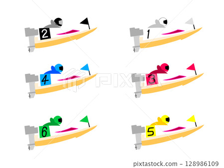 Racing boat set 128986109