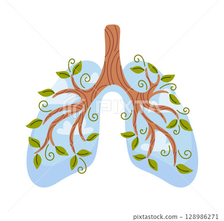 Healthy lungs growing tree design 128986271