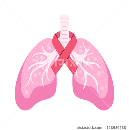 Human lung with cancer ribbon 128986288
