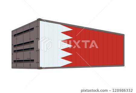 Bahrain national flag with shipping container 128986332