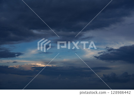 Dramatic sky before a storm. Bad weather, darkness, death. Dramatic sky before a storm. Bad weather, darkness, death. 128986442