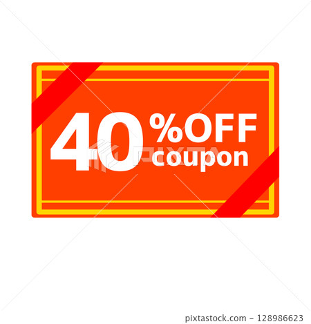 Illustration of a red discount coupon showing 40 percent off 128986623