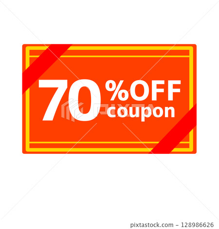 Illustration of a red discount coupon showing 70 percent off 128986626