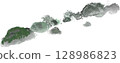 Riverside stones: Japanese rivers, rocks lined up 128986823