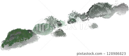 河畔的石頭：日本的河流，岩石排列整齊 128986823