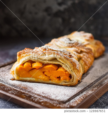 Warm Pumpkin Pie for Cozy Fall Days 128987651