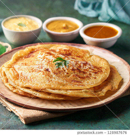 Crispy Roti Prata Delicious South Indian Delight 128987676