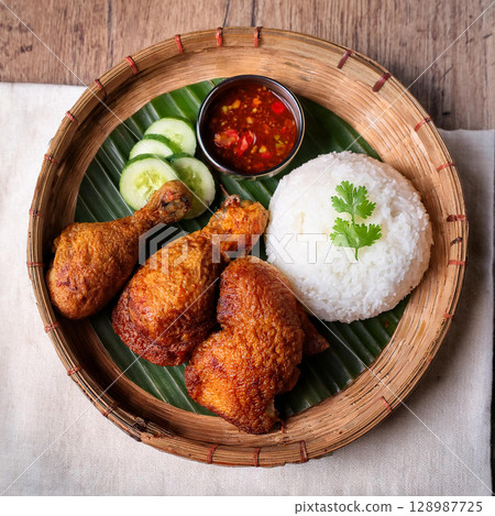 Crispy Ayam Penyet Javanese Fried Chicken 128987725