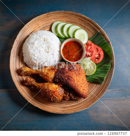 Crispy Ayam Penyet Javanese Fried Chicken 128987737