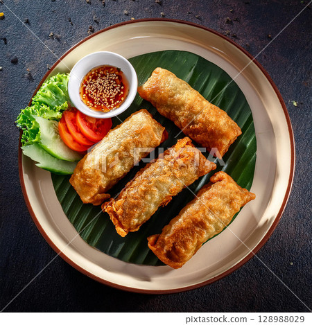 Crispy Ngoh Hiang Five Spice Meat Roll 128988029