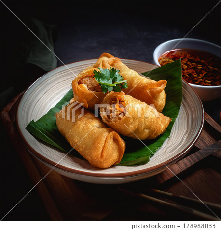 Crispy Ngoh Hiang Five Spice Meat Roll 128988033