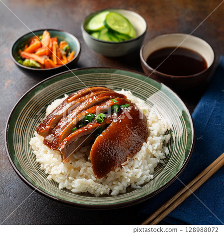 Savory Braised Duck Rice with Vegetables 128988072