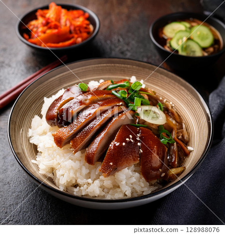 Savory Braised Duck Rice with Vegetables Savory Braised Duck Rice with Vegetables 128988076