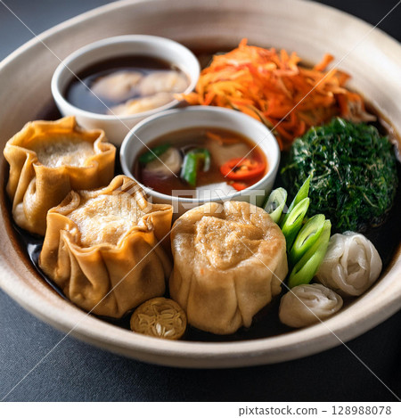 Delicious Yong Tau Foo with Dipping Sauces 128988078