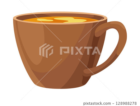 Tea brewing icon. Accessories for tea party. Traditional and cozy tea drinking. Element for aromatic hot drink. Flat vector illustration isolated on white background 128988278