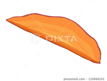 Sweet potato batata. Vegatable ingidient for healthy food. Organic vegetable root, healthy vegan or nutrition carbohydrate. Vector illustration in cartoon flat style. Isolated on white background 128988281