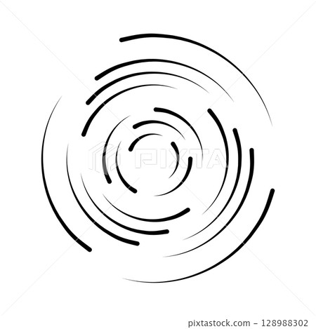 Halftone speed lines circle. Geometric art in circle form. Round swirl movement symbol. Halftone circular frame. Vector design element 128988302