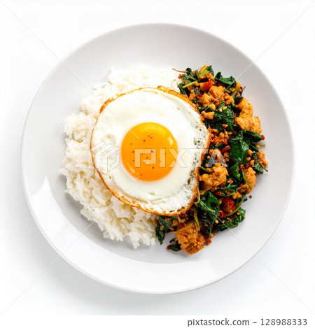fried rice with egg and pork 128988333