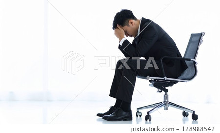 A businessman troubled with her head 128988542