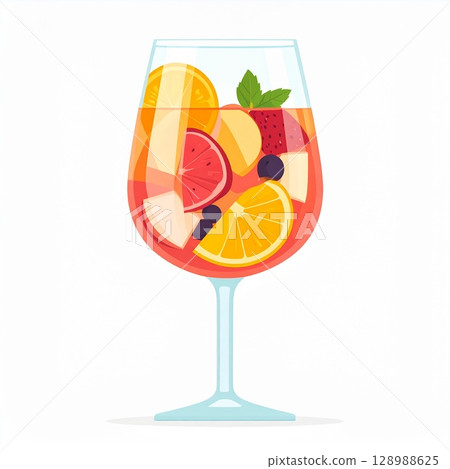 red cocktail with orange and orange red cocktail with orange and orange 128988625