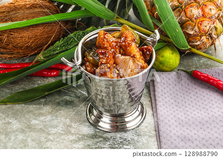 Indian cuisine - paneer with chilli Indian cuisine - paneer with chilli 128988790