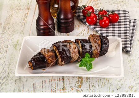 Turkish cuisine - Patlican Kebab with eggplant Turkish cuisine - Patlican Kebab with eggplant 128988813