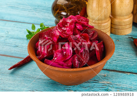 Homemade pickled red cabbage sauerkraut Homemade pickled red cabbage sauerkraut 128988918