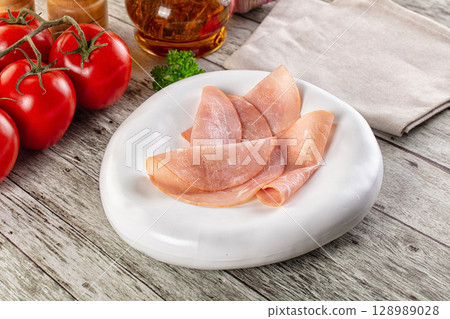 Smoked pork tenderloin fillet slices Smoked pork tenderloin fillet slices 128989028