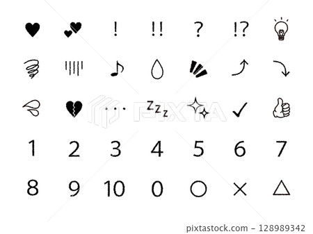 單色符號圖示集向量素材 | Zzz、燈泡、驚嘆號、點、點 單色符號圖示集向量素材 | Zzz、燈泡、驚嘆號、點、點 128989342