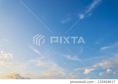 June sky: Blue sky and clouds at dusk 10 June sky: Blue sky and clouds at dusk 10 128989617
