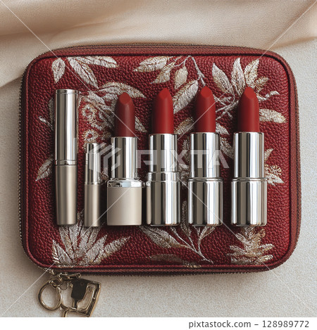 胭脂唇膏和化妝袋套裝 胭脂唇膏和化妝袋套裝 128989772