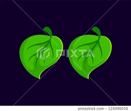 Fast food basil leaves meal cartoon ABC typeset quotation marks punctuation sign. Fast food cartoon alphabet typeface sign, vector English font element. Takeaway herb garnish ABC font special symbol 128990038