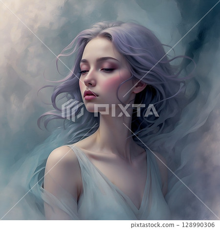 Silent Grief Abstract Emotional Portrait 128990306