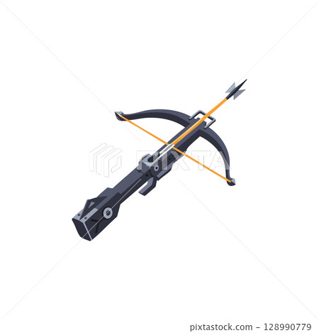 Modern crossbow with arrow vector illustration in isometric style for weapon design and gaming assets 128990779