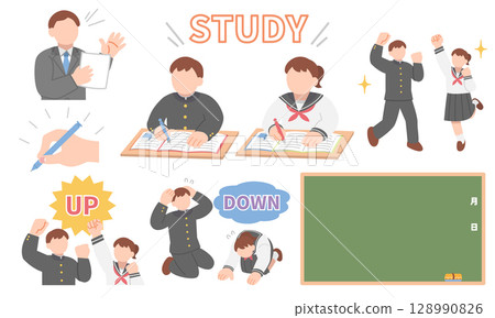 Studying student illustration set 128990826