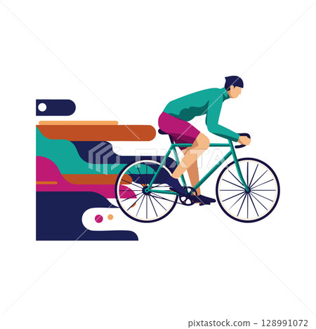 Man riding bicycle with colorful abstract background vector illustration Man riding bicycle with colorful abstract background vector illustration 128991072
