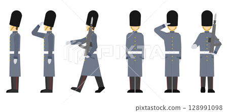 Flat illustration: British Guards (Winter) Flat illustration: British Guards (Winter) 128991098