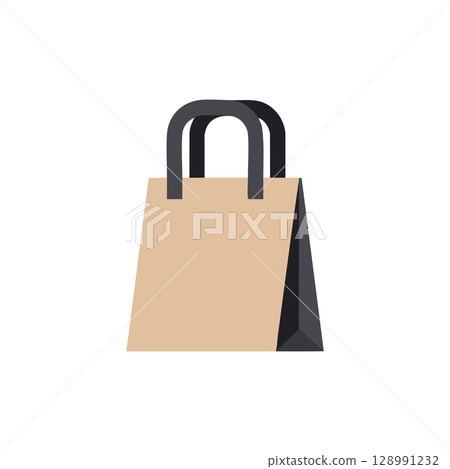 Brown and black shopping bag vector illustration with paper texture design Brown and black shopping bag vector illustration with paper texture design 128991232