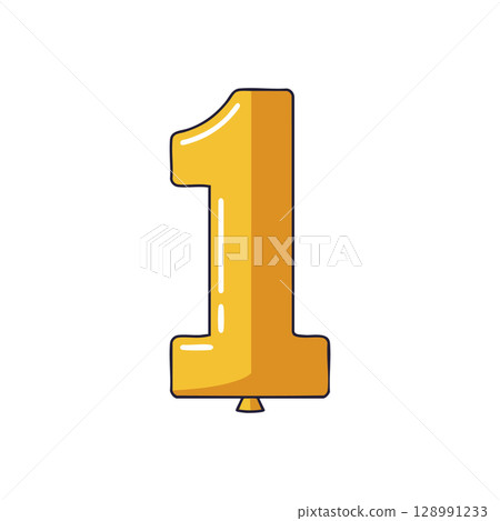 Number one shaped yellow balloon vector illustration simple design for celebration decoration Number one shaped yellow balloon vector illustration simple design for celebration decoration 128991233