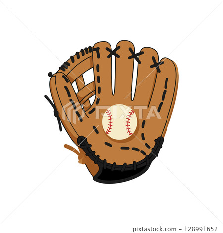 Baseball glove catching ball illustration for sports leisure and hobby activities vector Baseball glove catching ball illustration for sports leisure and hobby activities vector 128991652