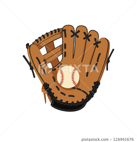 Baseball glove catching ball vector illustration in sport equipment style 128991676