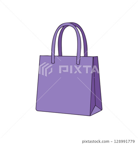 Purple shopping bag with handles simple vector illustration design Purple shopping bag with handles simple vector illustration design 128991779