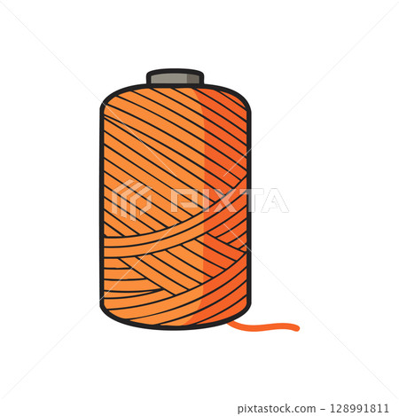 Orange Sewing Thread Spool Vector Illustration for Textile and Craft Projects 128991811