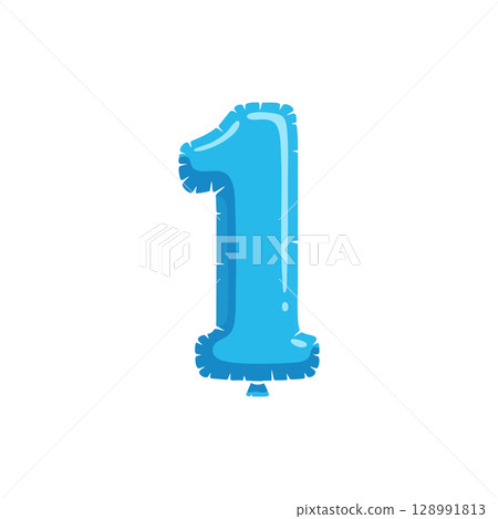 Blue Number One Balloon Illustration Vector Design for Celebrations and Events Blue Number One Balloon Illustration Vector Design for Celebrations and Events 128991813